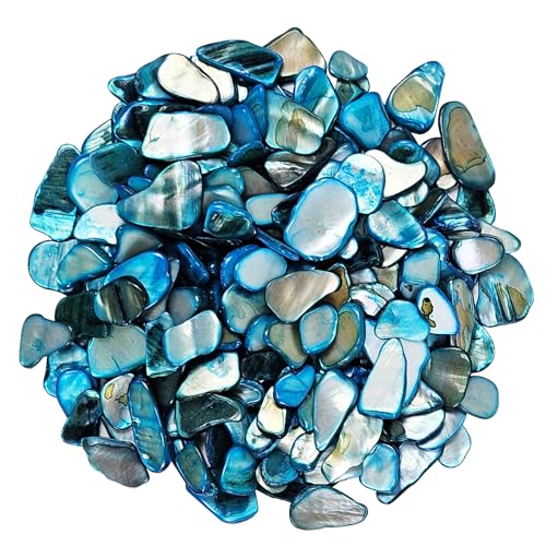 Natural Crushed Shells Chips Irregular Mother of Pearl Seashell Fragments Sea Shell Pieces for DIY Crafts, Vase Filler, Decorating, Home Décor - color: Blue, size: 2LB