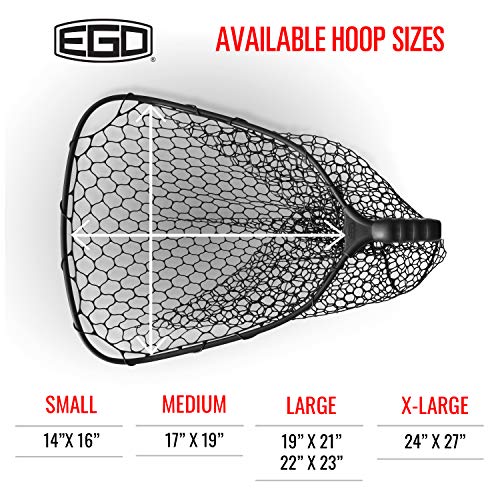 EGO S2 Slider Fishing Net Handle | Adjustable Extension Handle, Minimal Water Drag Design, Ergonomic Foam Grip for Landing Nets - size: 29" to 60" Handle, 19” x 21” Hoop, style: Nylon Mesh