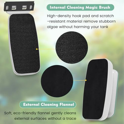 AQQA Magnetic Aquarium Glass Cleaner, Floating Fish Tank Algae Scraper,S | Enhanced Magnetic Fish Tank Cleaner, Aquarium Glass Scrubber Algae Scrapers for up 0.32" Thick Glass/Acrylic Aquariums Small - size: Small for less than 0.32" (8mm) thickness