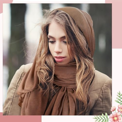 6 Pack Hijab Scarves for Women Muslim Head Wraps Jersey Hijab Soft Long Scarf Wrap for Muslim Shawl - color: Plain Colors