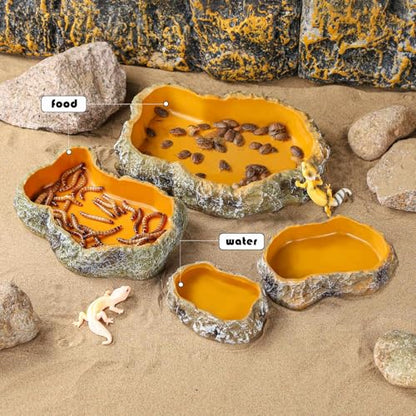 IBWell 7 Inch Reptile Food Dish Escape Proof Reptile Feeding Dish Resin Reptile Water Food Bowl for Bearded Dragon Chameleon Frog Snake Turtle Leopard Gecko - size: 7"