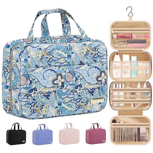 HOTOR Hanging Travel Toiletry Bag Women Men Essentials Blue Paisley - color: Blue Paisley, size: Medium
