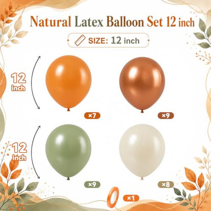 Fall Harvest Balloons, Autumn Olive Green Burnt Orange Thanksgiving Balloon - color: Olive Green Orange Cream