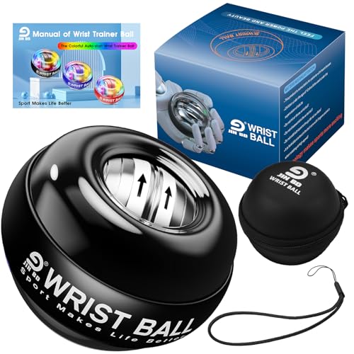 JIN BD Auto-Start Gyro Ball Wrist Trainer, Gyroscopic Forearm Exerciser for Strengthening Arms, Fingers and Muscles - color: Pure Black No Light