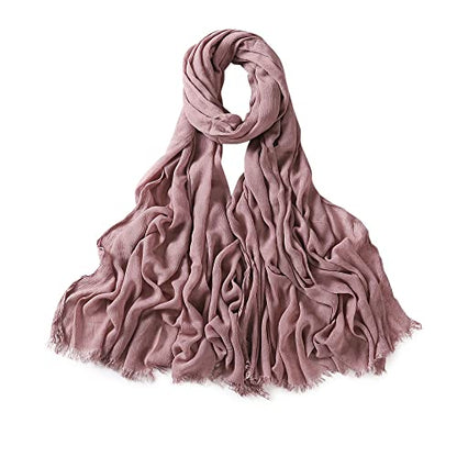 Txameru Hijab Scarf for Women - Muslim Rayon Crinkle With Fringe Edge - color: Mauve