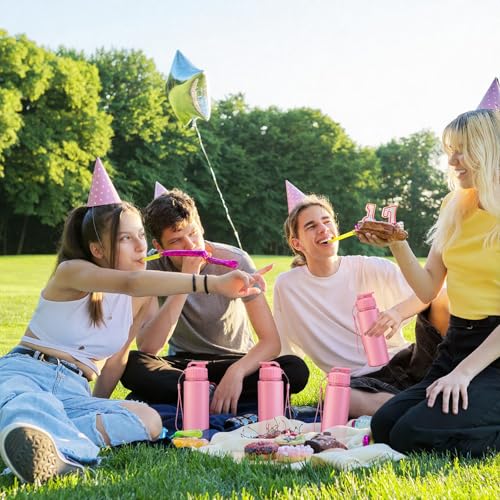 Mifoci 20 Pieces Water Bottle Bulk 17 oz Plastic Water Bottles Bulk Gym Sports Adults Reusable Large Bottles with Leak Proof Flip Top for Party Outdoor (Solid Pink) - color: Solid Pink