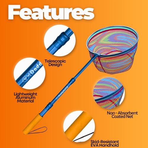Kids Fishing Net - Extendable Telescopic Landing Net for Boy Girl Children Catching Small Fish Crab Shrimp Minnow Dragonfly Beach Pier Lake River Ocean - color: Style 1 (Blue)