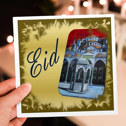 3dRose Eid- feast of the sacrifice, greater eid, muslim holiday, islamic, bayram, eker bayram 6 Greeting Cards with envelopes