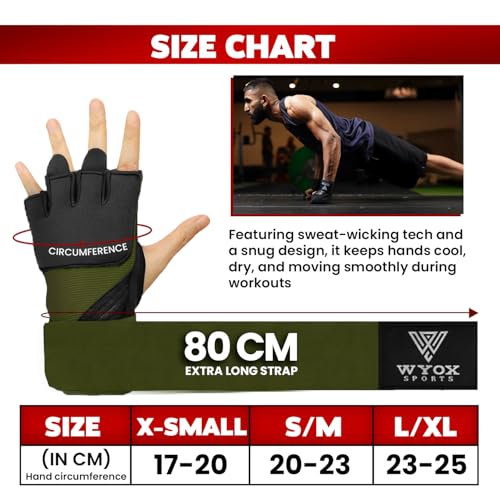 WYOX Gel Boxing Hand Wraps & Curved Focus Mitts Bundle for Men & Women Adults – 80cm Wrist Straps, Padded Knuckle Support, Neoprene Inner Glove Gel Padding, MMA Muay Thai Kickboxing Training Pads