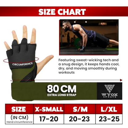 WYOX Gel Boxing Hand Wraps & Curved Focus Mitts Bundle for Men & Women Adults – 80cm Wrist Straps, Padded Knuckle Support, Neoprene Inner Glove Gel Padding, MMA Muay Thai Kickboxing Training Pads