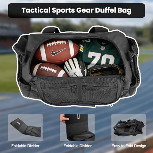 Hannibal Tactical 35L Large Duffle Bag, 3-in-1 Tactical Backpack MOLLE Pack for Sports/Gym/Outdoor, Black - color: Black