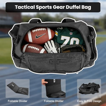 Hannibal Tactical 35L Large Duffle Bag, 3-in-1 Tactical Backpack MOLLE Pack for Sports/Gym/Outdoor, Black - color: Black