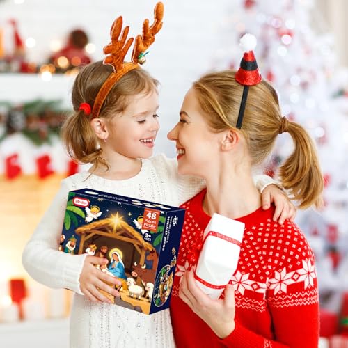 Sitodier Nativity Scene Puzzles for Kids Age 3-5 and 4-6, 48pcs Nativity Large Floor Jigsaw Puzzle Educational Toys Easter Birthday Gift for Toddlers Boys Girls Ages 3 4 5 6 Years Old - style: 48pcs Nativity Scene Floor Puzzles for Kids