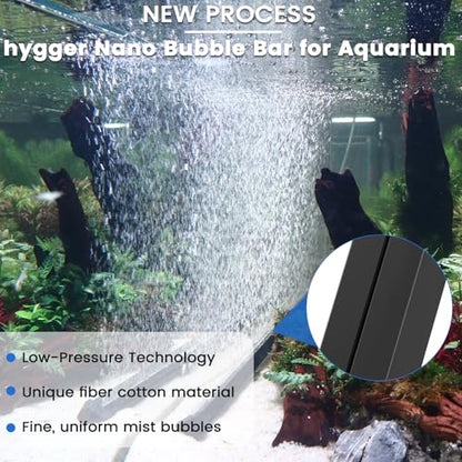hygger Weighted Nano Mist Bubble Wall Bar, 23.6" Self-Sinking ABS Air Stone Strip with Gentle Oxygen Diffuser for Freshwater & Marine Aquarium, Hydroponics - size: 23.6 Inch