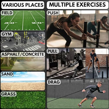 Weight Sled for Training Outdoor/Indoor, Workout Sled Push Pull Weighted Sled Football Speed Fitness Exercise Gym Equipment. Muscle Strength & Explosive Power.Adjust Height Suit for 1”&2” Weight Plate