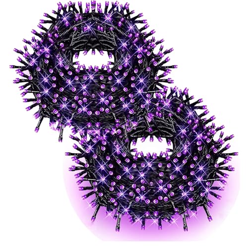 FULLBELL 2 Pack Black Light String Lights Blacklight 100 LEDs 33 Feet Black Lights for Glow Party, Blacklights for Birthday Party Halloween Christmas Bedroom - color: Purple, size: 2 Pack(33 Ft Black Wire)