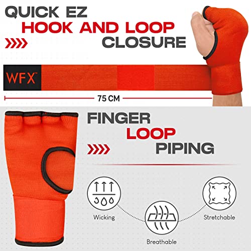 WFX Kids Junior Boxing Hand Wraps Inner Gloves Gel Padded Elasticated Padded Fist Under Gloves Pair Combat Sports for Young Fighters Gel Boxing Hand Wraps - color: Red