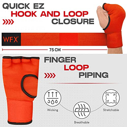 WFX Kids Junior Boxing Hand Wraps Inner Gloves Gel Padded Elasticated Padded Fist Under Gloves Pair Combat Sports for Young Fighters Gel Boxing Hand Wraps - color: Red
