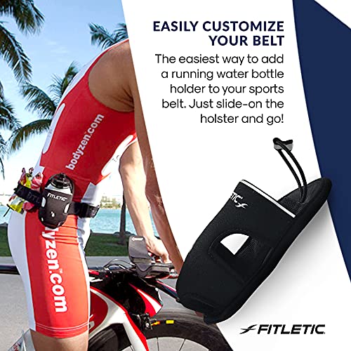 Fitletic - Extra Mile Holster Bottle Add-On, Water Bottle Holder with Clear Water Bottle for Running Belt, Hydration - color: Black - Single, size: 8 Ounces