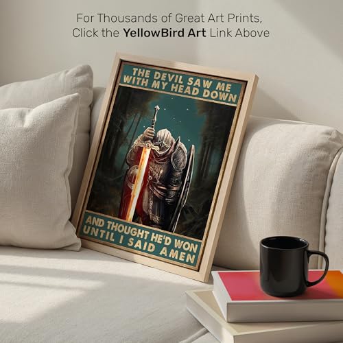 Christian Knight Wall Art 11x14 - Religious Warrior Prayer Print - Inspirational Faith Quote Poster - Men's Office Man Cave Decor - Unframed - size: 11"L x 14"W