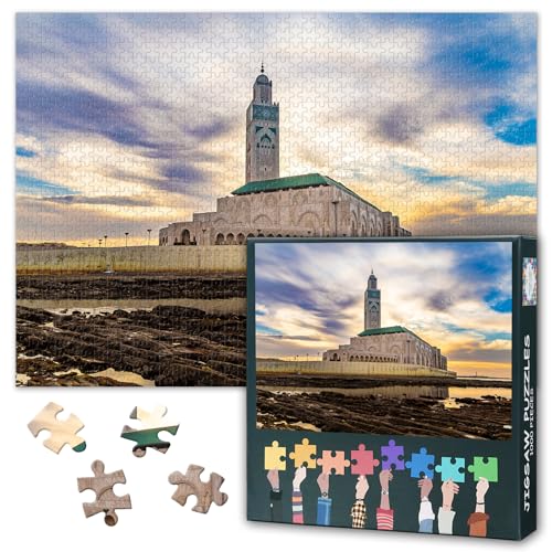 Casablanca Morocco Hassan II Mosque Puzzles for Adults 1000 Pieces - color: Artwork-14