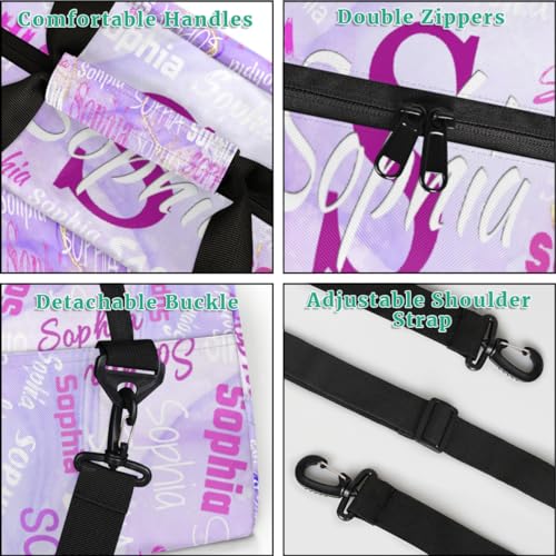 Custom Dance Bag Girls, Duffel Bag Women, Purple Marble Texture | Personalized Name Gymnastics Barrel Ballet Sport Cheerleader Bag - color: Color 19