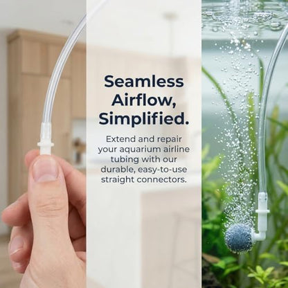Kisangel 10Pcs Straight Air Connector Hose for Aquarium Air Pump Tubing Fish Tank Accessories Inline Oxygen Tubing Connectors