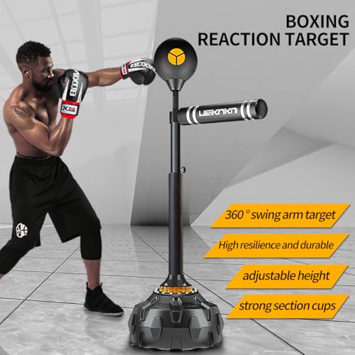 Freestanding Reflex Bag,Boxing Speed Trainer for Adults&Youth,Adjustable Height Boxing Spinning Bar,Speed Bag for Home Office Gym