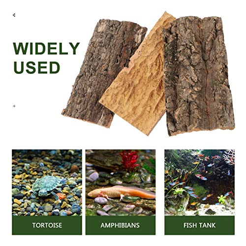 POPETPOP 3pcs Cork Terrarium Background Reptile Tank Tree Bark Backdrop Wall 3D Habitat Climbing Mat for Lizard Turtle Gecko Bearded Dragon
