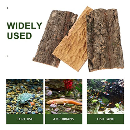 POPETPOP 3pcs Cork Terrarium Background Reptile Tank Tree Bark Backdrop Wall 3D Habitat Climbing Mat for Lizard Turtle Gecko Bearded Dragon