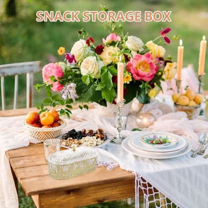 Ramadan Tray with Lid Iron Multi-Layer Snack Serving Tray Small Butter Dish Kitchen Tabletop Decor 7.20X3.54X3.54 Inch