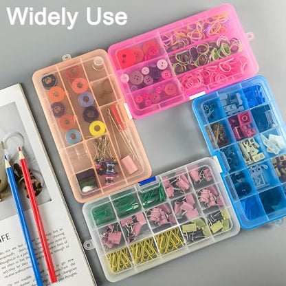Qualsen Bead Organizer Box with Adjustable Dividers, 15 Girds, 8 Pack | Plastic Organizer Box with Dividers, Ideal as a Tackle Boxs for Beads, Jewelry, Crafts, Screws, Small Parts and More - size: 15 Gird-8pcs