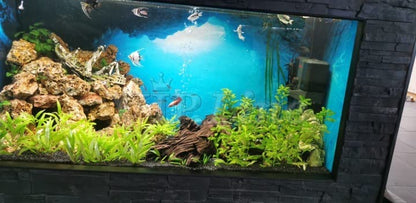 Aquarium Background Poster Under Water Cave Sunlight Fish Tank Backdrop Decorations PVC Fish Tank Background (24" x 12"/ 61 x 30cm) - size: 24" x 12"/ 61 x 30cm