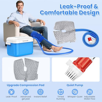 ONLYCARE Ice Machine for Knee After Surgery, Portable Cold Therapy Machine | Program Timer Ice Therapy Machine with Quiet Pump, Cold Compress Pad for Ankle Arm Joints Sports Injuries Cryotherapy Machine