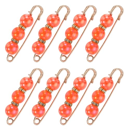 MECCANIXITY Pearl Brooch Pins, Decorative Safety Pin Brooch - color: Bright Orange