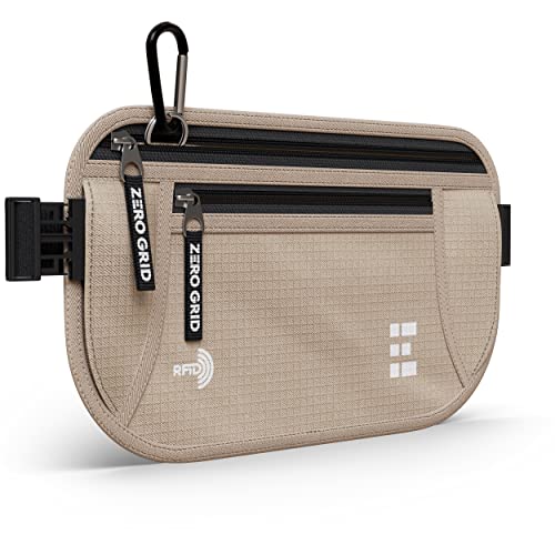 Money Belt for Secure Travel - RFID Blocking Slim Passport Holder - Hidden Waist Pouch for Cash, Credit Cards, Documents - Concealable Under Clothes, Water-Resistant Slim Fanny Pack for Men and Women - color: Beige
