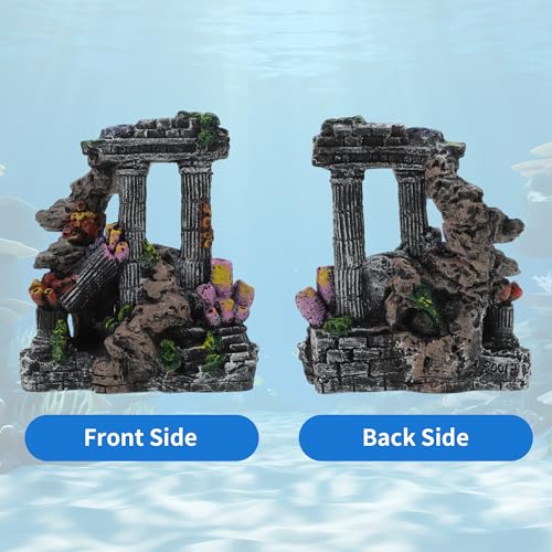 Fish Tank Decorations, Roman Column Decoration, Aquarium Decorations, Enhances Underwater Aesthetic for Fish, Black Gray