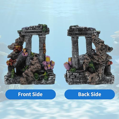 Fish Tank Decorations, Roman Column Decoration, Aquarium Decorations, Enhances Underwater Aesthetic for Fish, Black Gray