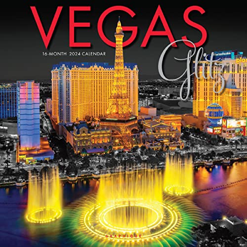 Graphique 2024 Vegas Glitz Wall Calendar | 12” x 12” | Thick Paper | Home & Office Organizer | Large Monthly Grid | 3 Languages & Marked Holidays | 4 Month Preview Page for 2025 - color: Vegas Glitz, style: OLD 2024