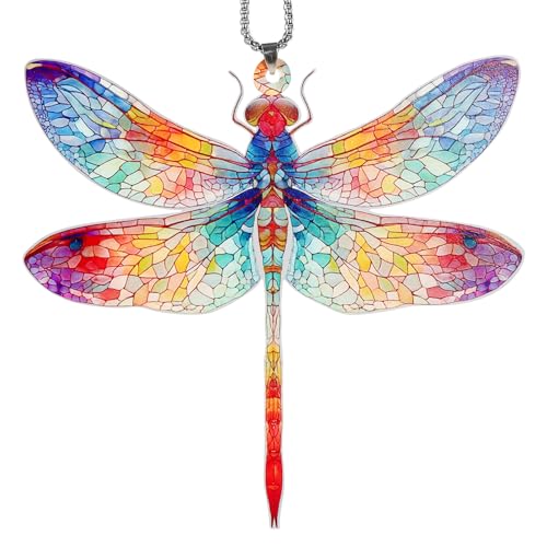 Dagonfly Ornament,Acrylic Car Rearview Mirror Charm Dragonflies Decorative Hanging Ornaments,Unique Dragonfly Gifts for Women (Dragonfly-1) - color: Dragonfly-1