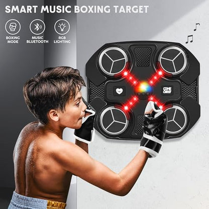 Music Boxing Machine Sport Toys for Kids and Adults,Wall Mounted Bluetooth Smart Punching Target,Training Pad Toy with Boxing Glove,Ideas Toys for Boys Girls Kids 3 4 5 6 7 8 9 10 11 12+ Years Old - color: Black XS