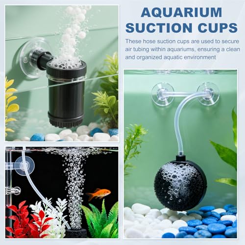 Aquarium Suction Cups, Fish Tank Suction Cups Clips Airline Tube Holders Clamps (Plastic, 8Pcs, Black) for 0.9" Fish Tank Airline Tubing Binding Moss Shrimp Nest, 23x45MM - color: Black, size: 23x45MM