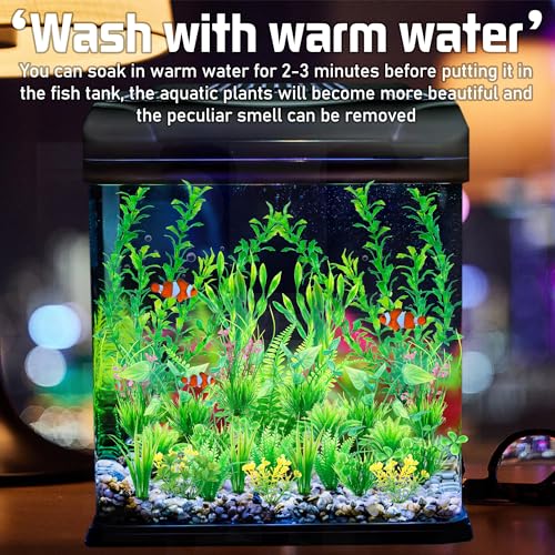 Ameliade Aquarium Artificial Plastic Plants Large Fish Tank Decor, 26PCS | Green Aquarium Decorations, Soft Goldfish Betta Big Tank Accessories, Fish Bowl Tall Ornaments