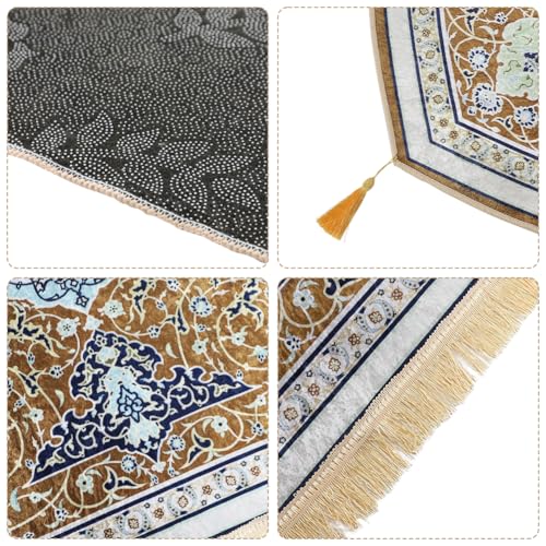 Muslim Prayer Mat Turkish Islamic Praying Rug Portable Prayer Carpet Eid Ramadan Janamaz Rug Adult Sajadah Islam Mat - color: Yellow