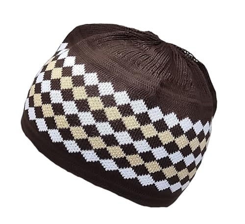 Set 2 PCS Muslim Beanies Kufi Hat for Men AMN-225B Skull Cap Islam Taqiyah Takke Eid Ramadan Gift - color: Color B