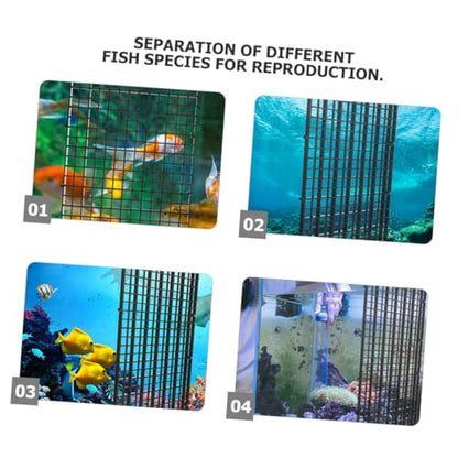 Fish Tank Divider Set with 8 Black Plastic Grid Panels and 20 Suction Cups, 30x15cm Aquarium Isolation Boards for Betta Fish Breeding and Tank Separation