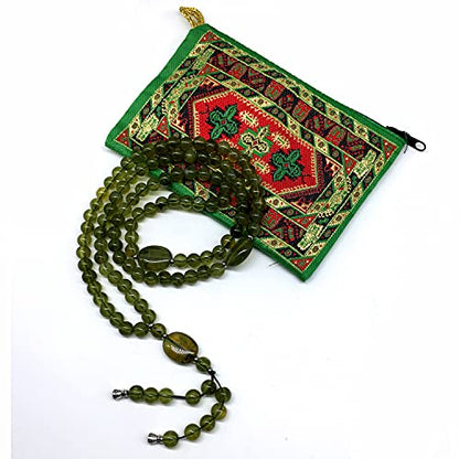 -8MM -99 BEADS NECKLACE DHIKR TASBIH COLLECTION- Imitation Acrylic MUSLIM Beads-Tesbih-Tasbih-Tasbeeh-Misbaha-Masbaha-Subha-Sebha (Green Olive-2) - color: Green Olive-2