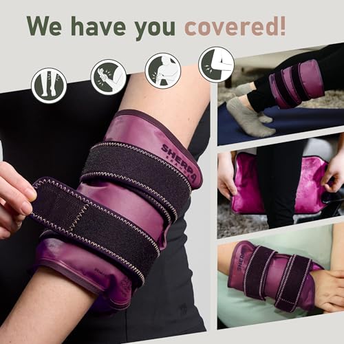 Medium Gel Ice Packs for Injuries Reusable Wrap with Straps - Hot and Cold Pack for Pain Relief, Tennis Elbow, Ankle, Foot, Hand - 8" x 12" - Purple - size: Medium, style: Purple