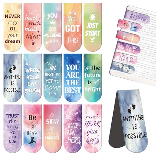 Magnetic Bookmarks - Tumwisk 15PCS Inspirational Bookmarks, Bookmark Magnetic for Reading, Double Sided Magnet Book Markers Page Clip for School Home Office Supplies - color: Inspirational