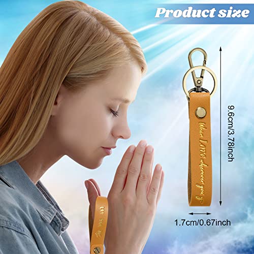 20 Pcs Christian Key Chain Leather Religious Keychain Inspirational Bible Key Chains Verse Quote Keychains Easter Day Gift - color: Multi Colors